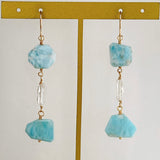 Larimar and crystal triple earrings