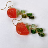 Orange cut carnelian and tourmaline earrings