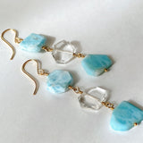 Larimar and crystal triple earrings