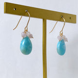 larimar and kunzite bouquet earrings