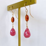 Pink grossular garnet and hessonite garnet earrings