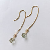 Green amethyst single long hook earrings