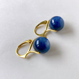 Vermeil 12mm kyanite lever back earrings in yellow gold 