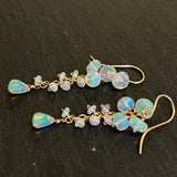 Ethiopian opal flower cluster earrings