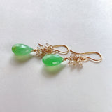 Gemstone chrysoprase and herkimer quartz bouquet earrings