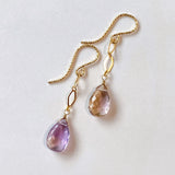 ametrine diamond chain earrings