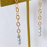 Silver gray color baby pearl chain earrings 