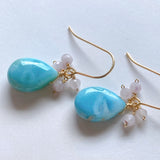 larimar and kunzite bouquet earrings