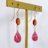 Pink grossular garnet and hessonite garnet earrings