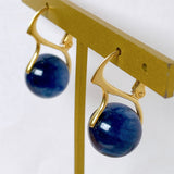 Vermeil 12mm kyanite lever back earrings in yellow gold 