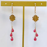 Honey quartz and pink grossular garnet earrings