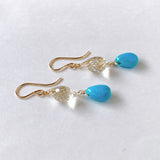 Sleeping Beauty Turquoise and Ceylon Moonstone Earrings