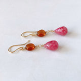 Pink grossular garnet and hessonite garnet earrings