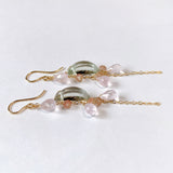 Morganite and green amethyst cherry blossom earrings