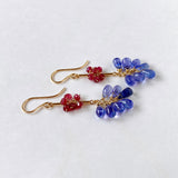 tanzanite and ruby ​​bouquet earrings