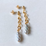 Silver gray color baby pearl chain earrings 