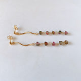 Bicolor tourmaline long earrings