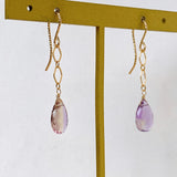 ametrine diamond chain earrings