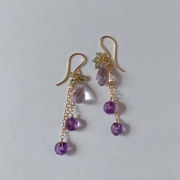 amethyst and green sapphire earrings