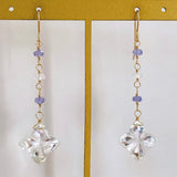 Flower crystal, tanzanite, and moonstone earrings