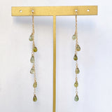 green tourmaline long earrings