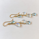 Rainbow moonstone and aquamarine earrings