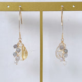 golden rutilated quartz and spinel earrings 