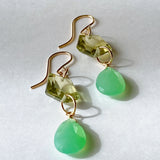 Gemstone chrysoprase and green apatite earrings