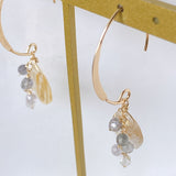 golden rutilated quartz and spinel earrings 