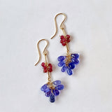 tanzanite and ruby ​​bouquet earrings