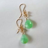 Gemstone chrysoprase and herkimer quartz bouquet earrings