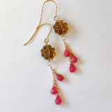 Honey quartz and pink grossular garnet earrings