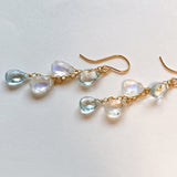 Rainbow moonstone and aquamarine earrings