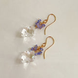 Flower crystal and tanzanite bouquet earrings