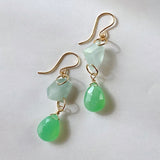 Gem chrysoprase and aquamarine earrings