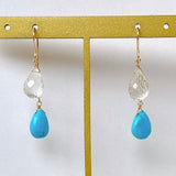 Sleeping Beauty Turquoise and Ceylon Moonstone Earrings