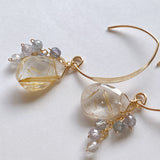 golden rutilated quartz and spinel earrings 