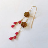 Honey quartz and pink grossular garnet earrings