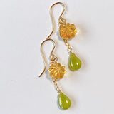 Sphene and citrine flower earrings