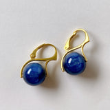 Vermeil 12mm kyanite lever back earrings in yellow gold 