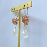 Brown zircon and Rivian glass bushy earrings (fluffy) 