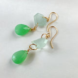 Gem chrysoprase and aquamarine earrings