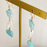 Larimar and crystal triple earrings