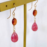 Pink grossular garnet and hessonite garnet earrings