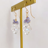 Flower crystal and tanzanite bouquet earrings