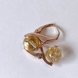 Vermeil 8mm golden rutilated quartz lever back earrings pink gold A 