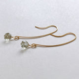 Green amethyst single long hook earrings