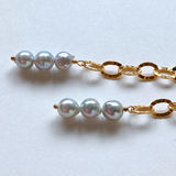 Silver gray color baby pearl chain earrings 