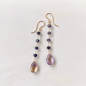 Ametrine and iolite station earrings 