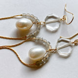 Freshwater pearl and labradorite Yajirobee earrings